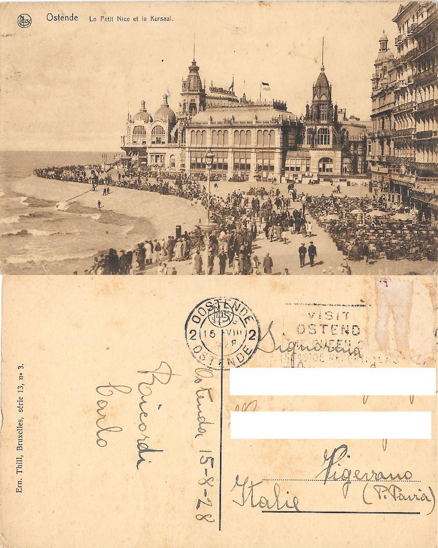Ostende. Le Petit Nice et le Kursaal. Viaggiata 1928