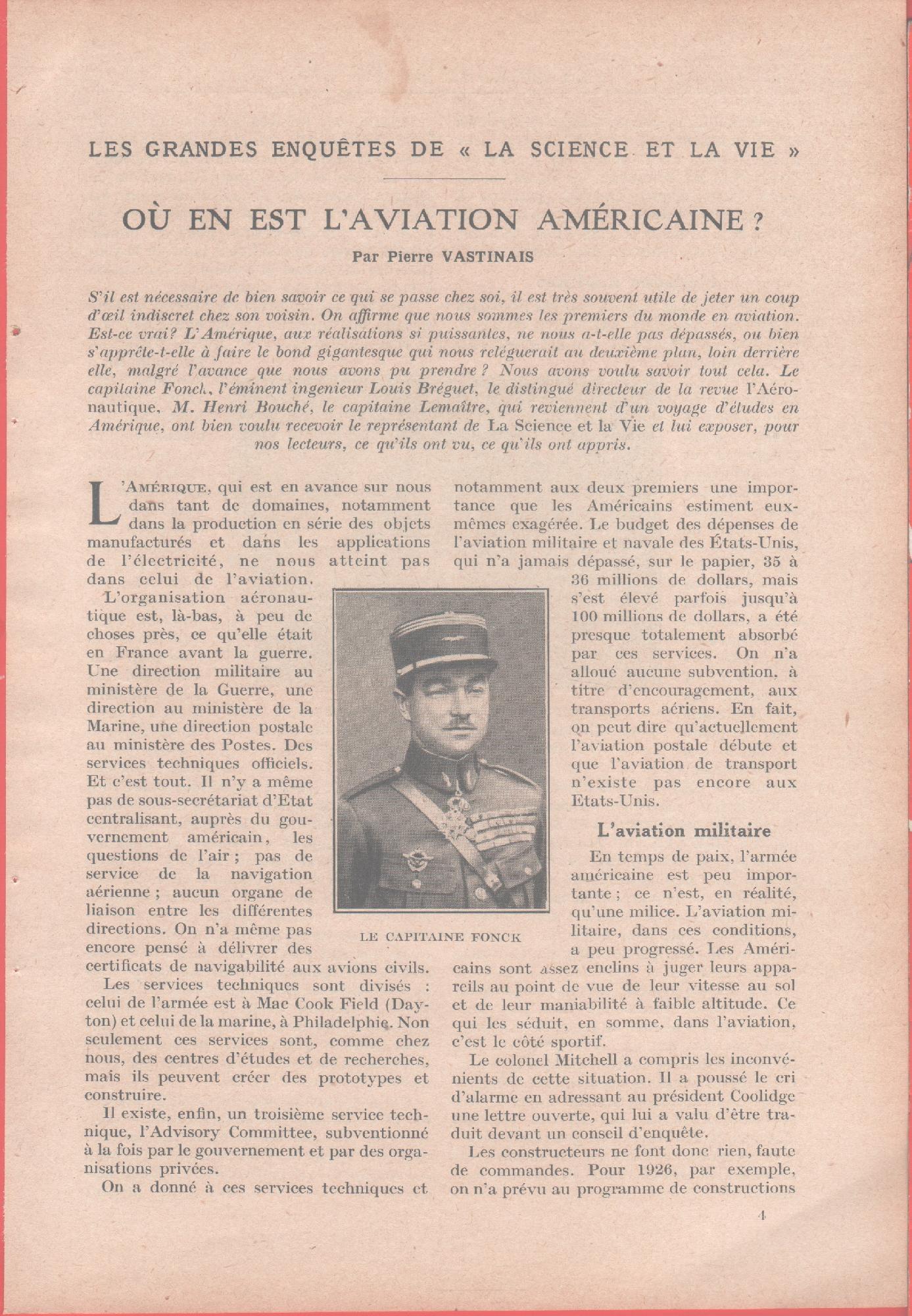 Où en est l'aviation eméricaine?. Stampa 1926