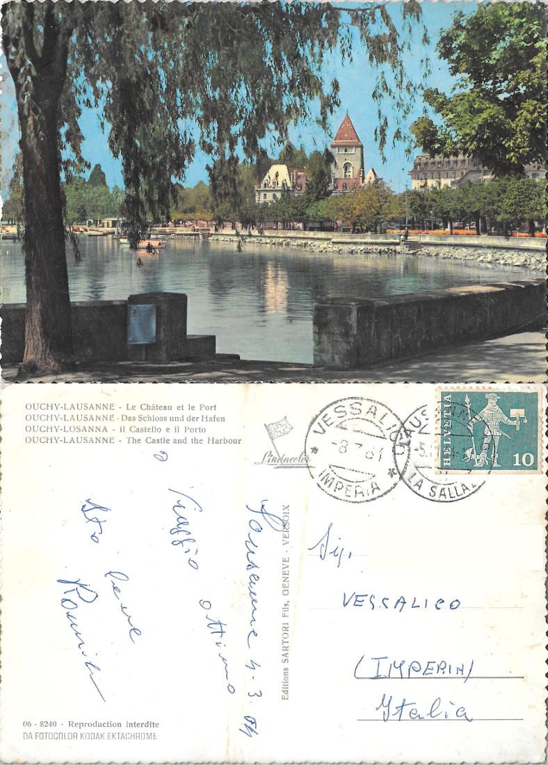 Ouchy-Lausanne. Le Chateau et le Porte. Viaggiata 1964
