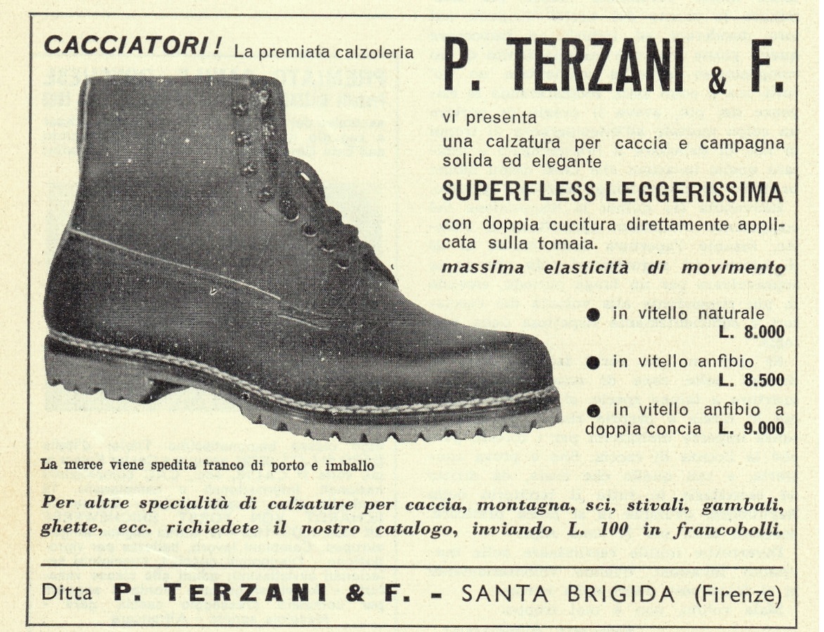 P. Terzani Firenze. Premiata calzoleria. Advertising 1961