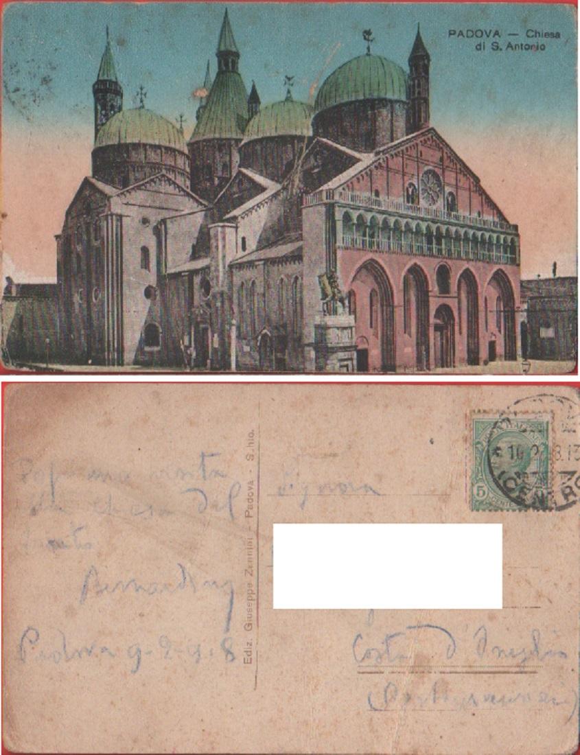 Padova. Chiesa di S. Antonio. Viaggiata 1918. Colorata