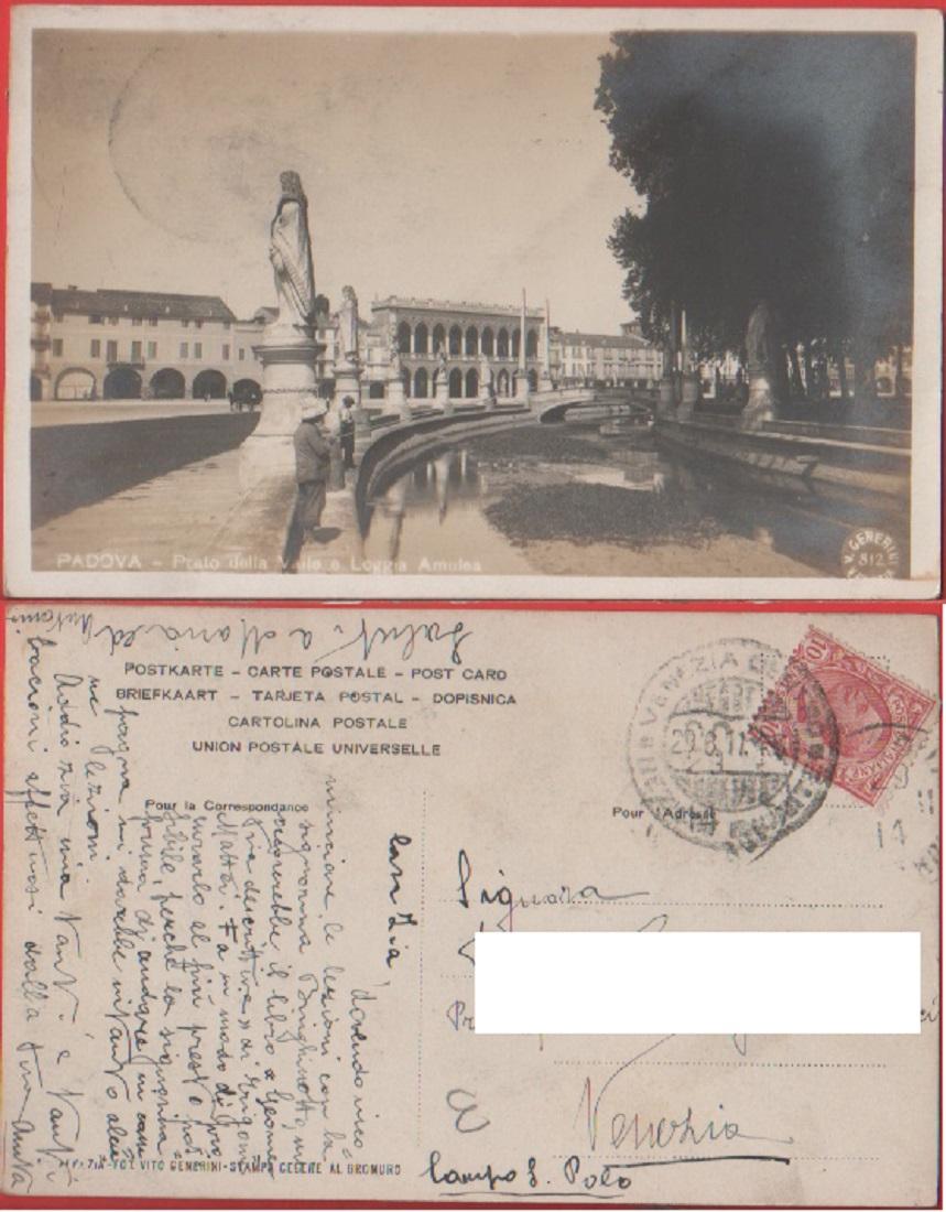 Padova. Prato della Valle e Loggia Amulea. Viaggiata 1912. Pescatori
