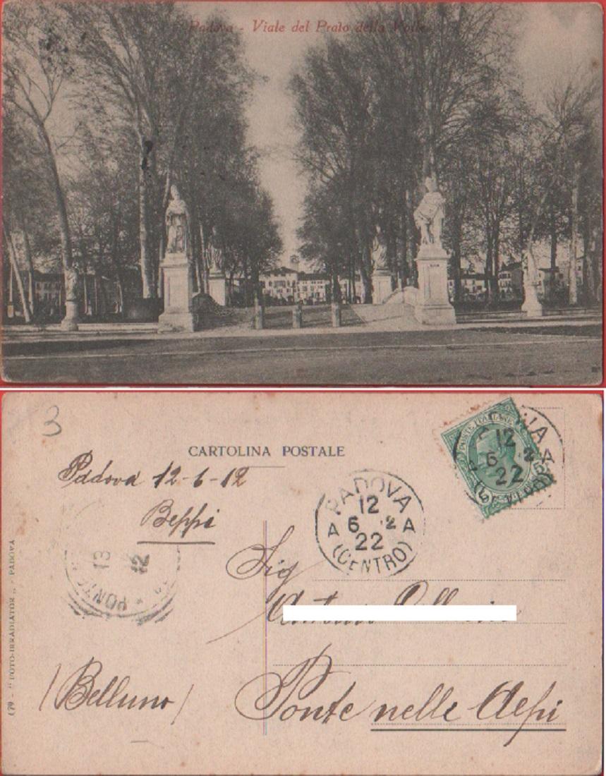 Padova. Viale del Prato della Valle. Viaggiata 1912