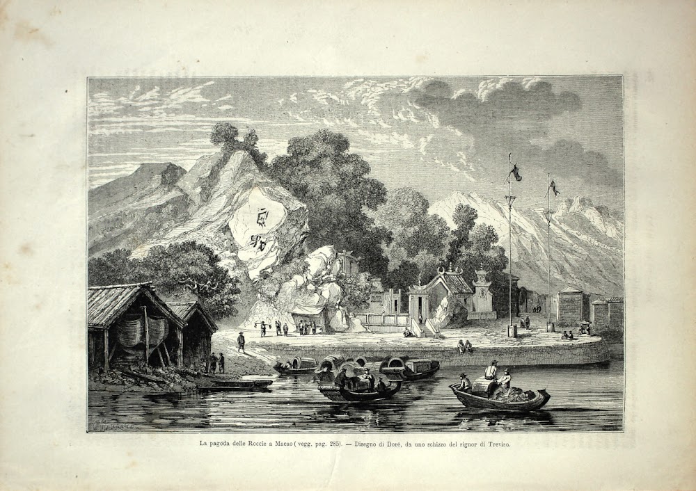 Pagoda delle Roccie a Macao. Stampa 1864