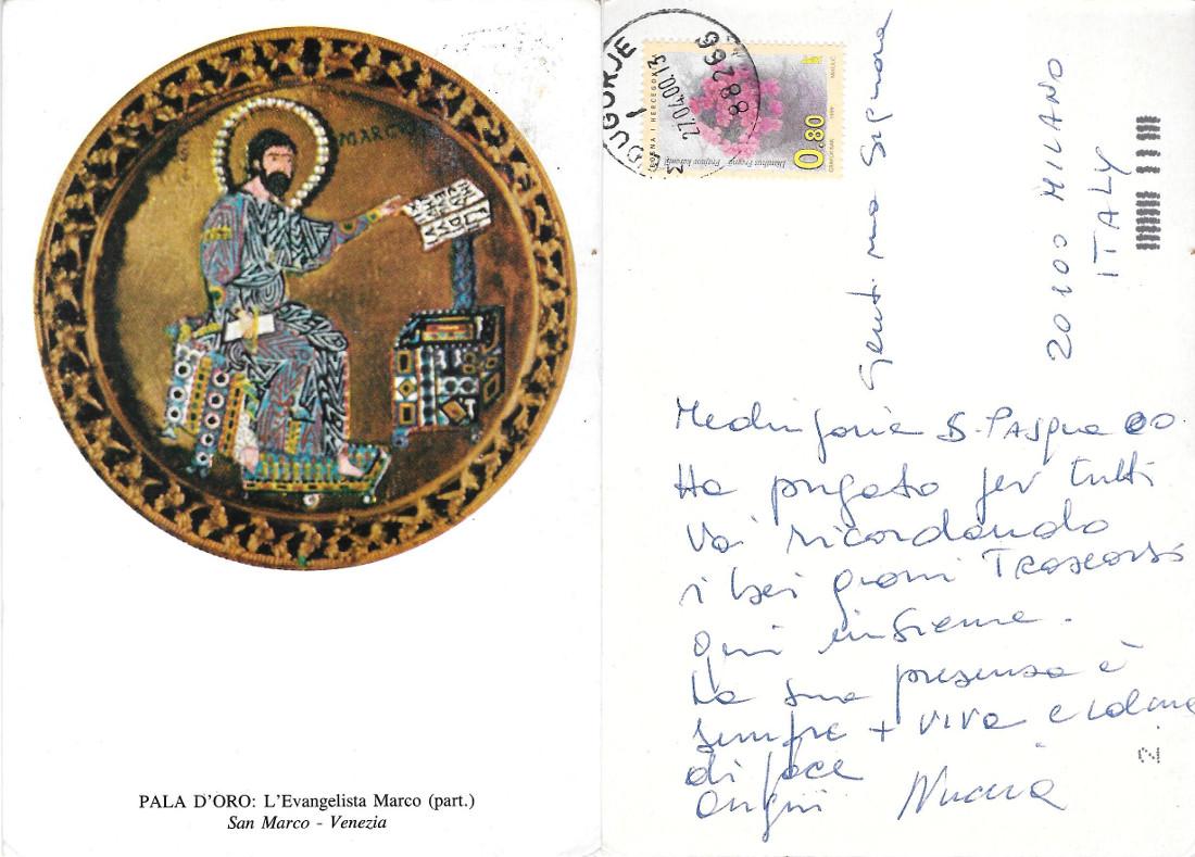 Pala d'Oro. L'Evangelista Marco. Viaggiata 2000