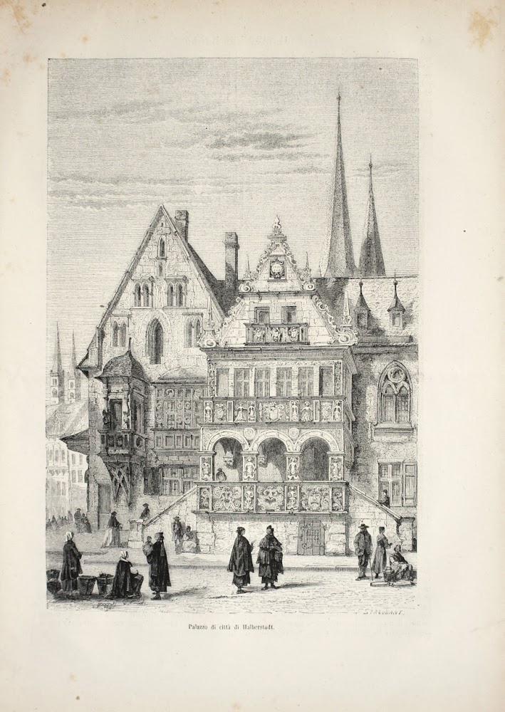 Palazzo di città di Helberstadt (Ercinia). Stampa 1863