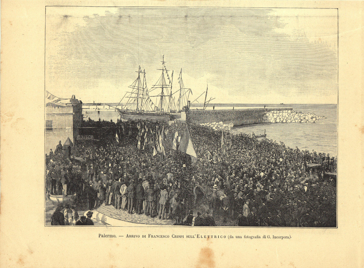 Palermo. Arrivo di Francesco Crispi sull'Elettrico. Immagine 1889