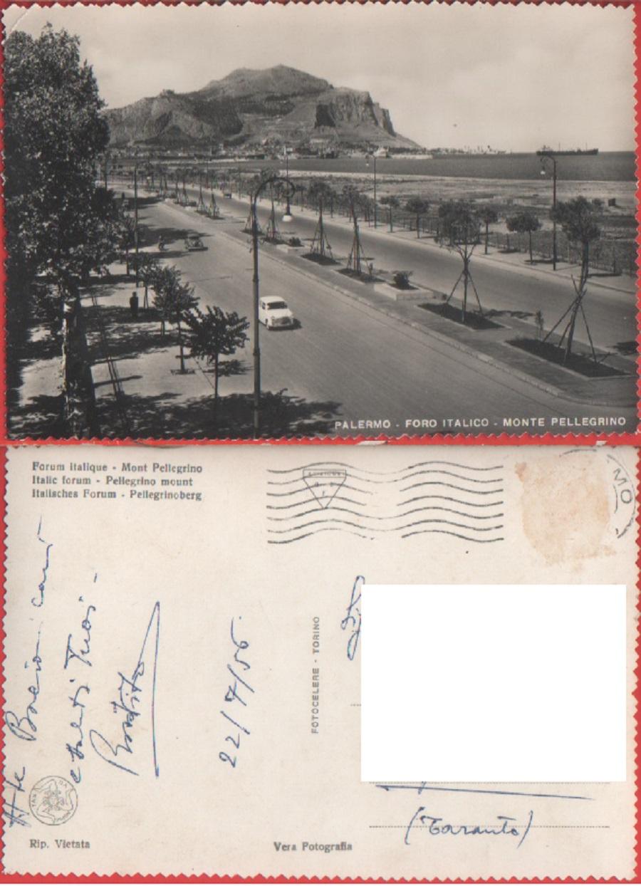 Palermo. Foro Italico. Monte Pellegrino. Viaggiata 1956