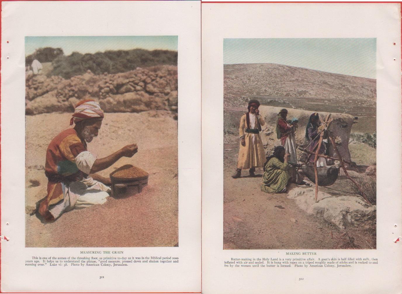 Palestine. Measuring the grain/Making butter. Foto da rivista 1914