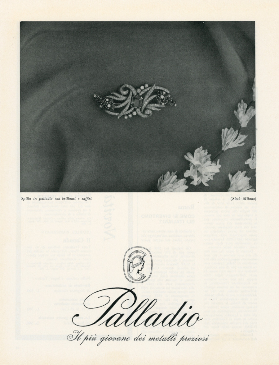 Palladio il più giovane dei metalli preziosi. Advertising 1962