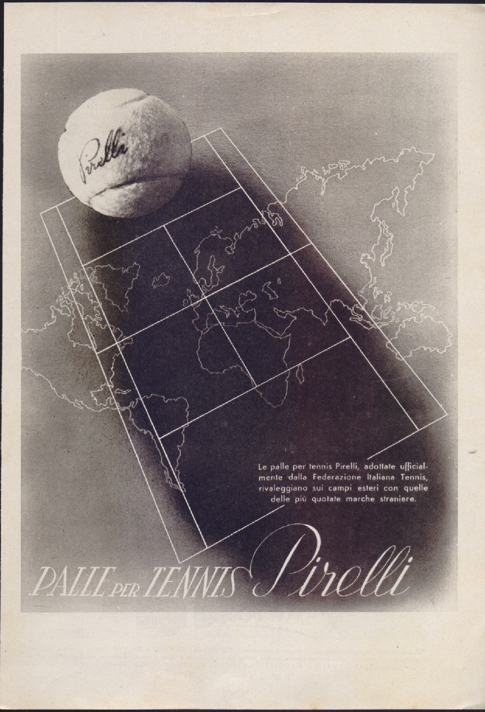 Palle da tennis Pirelli. Advertising 1940