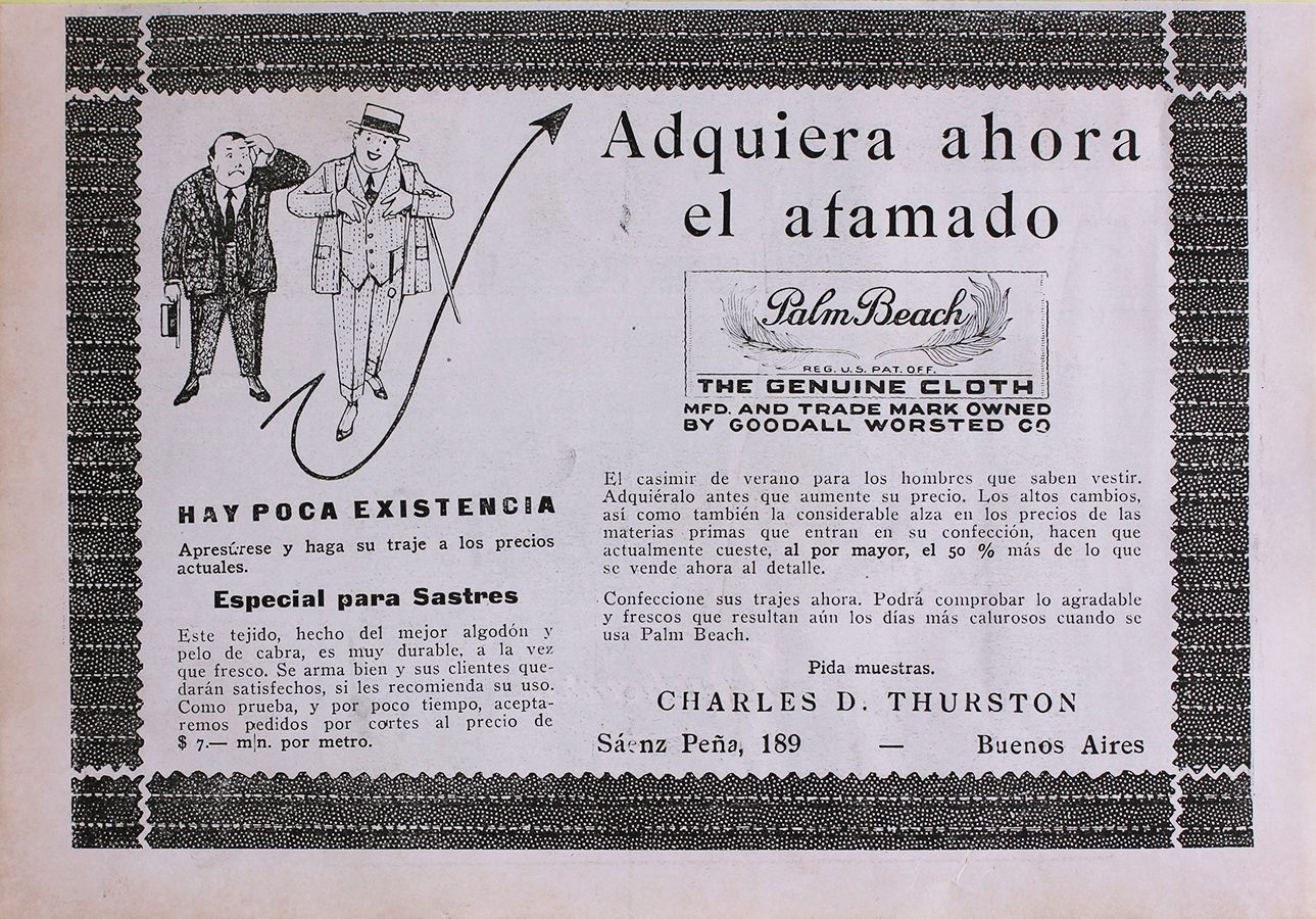 Palm Beach. The genuine cloth. Charles D. Thurston, Buenos Ayres …