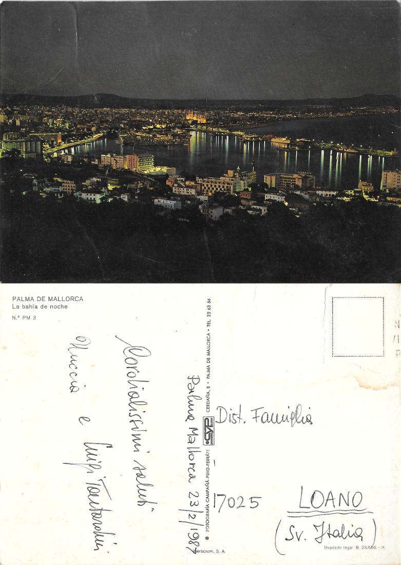 Palma de Mallorca. La bahia de noche. Viaggiata 1987