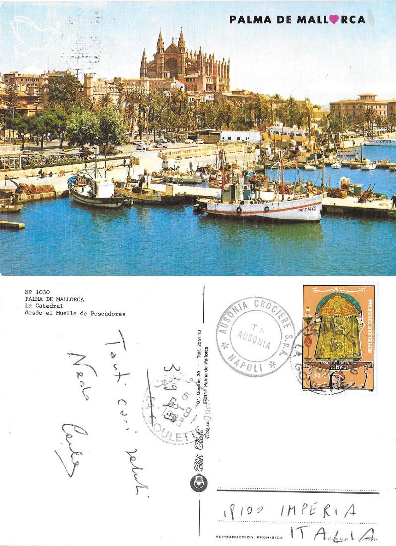 Palma de Mallorca. viaggiata 1989. Timbro T/n Ausonia