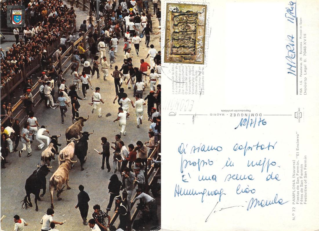 Pamplona. Fiesta de San Firmin. El Encierro. Viaggiata 1976
