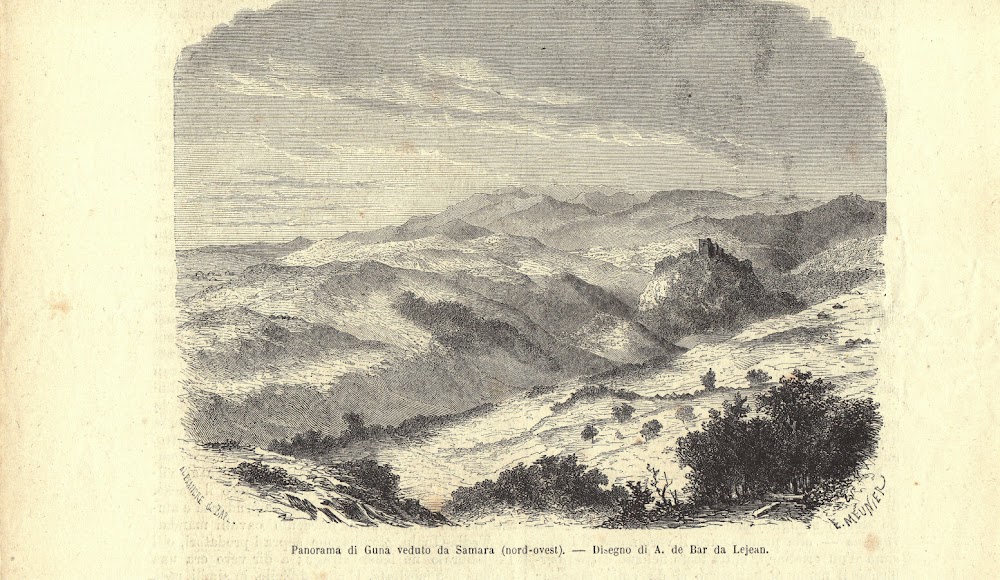 Panorama di Guna veduto da Samara. Stampa 1863.