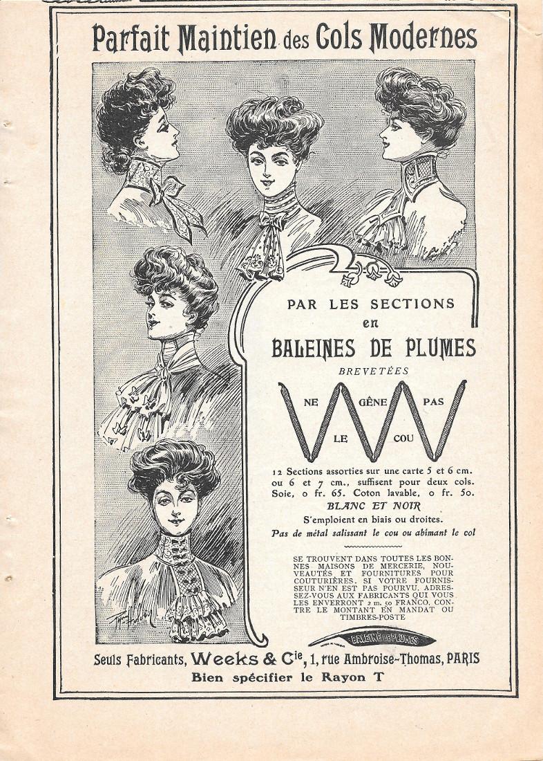 Parfait maintien des cols modernes. Weeks &amp; C.ie. Pubblicita 1906