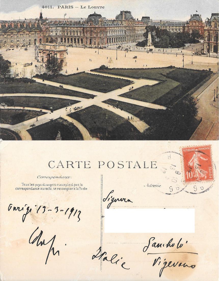 Paris. Le Louvre. Viaggiata 1913