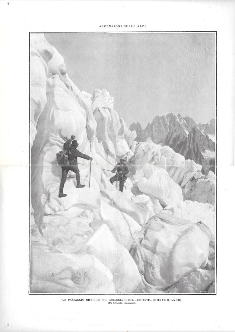 Passaggio su ghiacciaio del Gigante/Ghiaccio dell'Argentera/Somalia. Stampa 1912