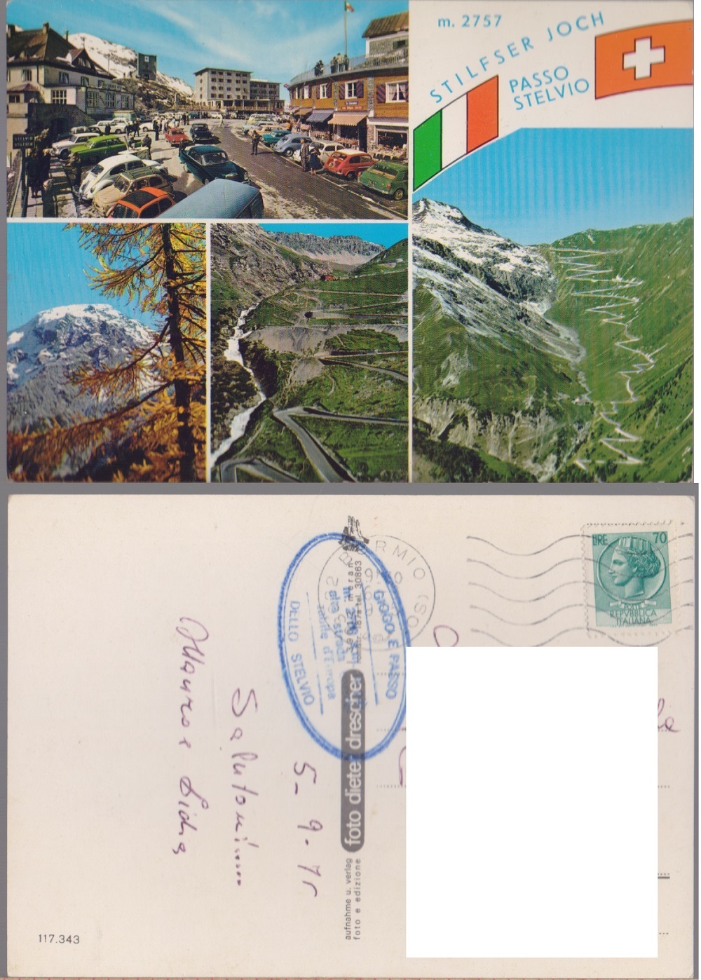 Passo dello Stelvio. Viaggiata 1975