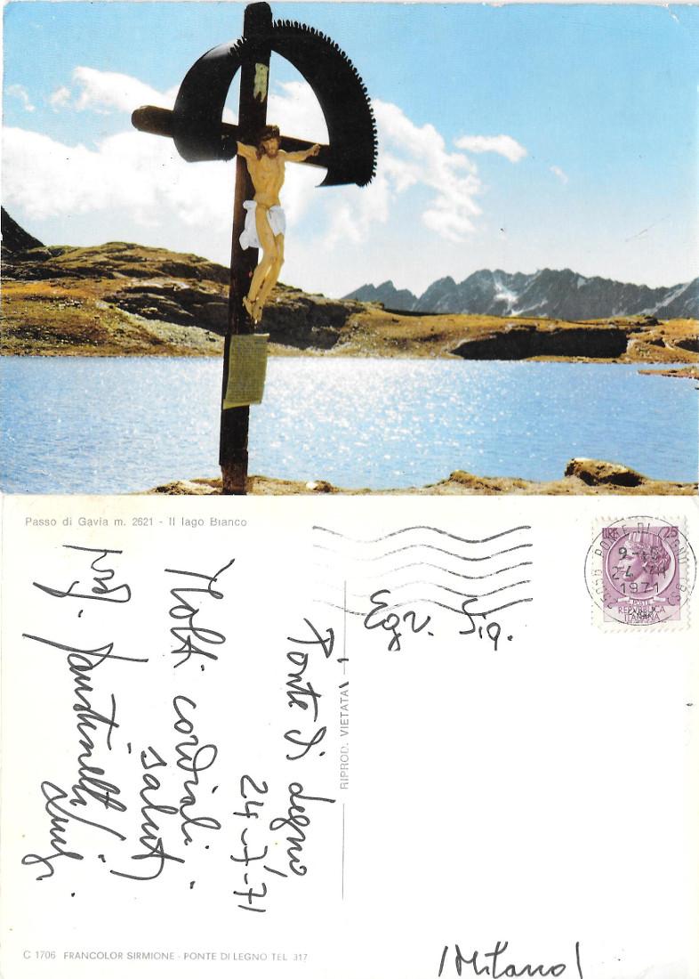 Passo di Gavia (BS). Il lago Bianco. Viaggiata 1971