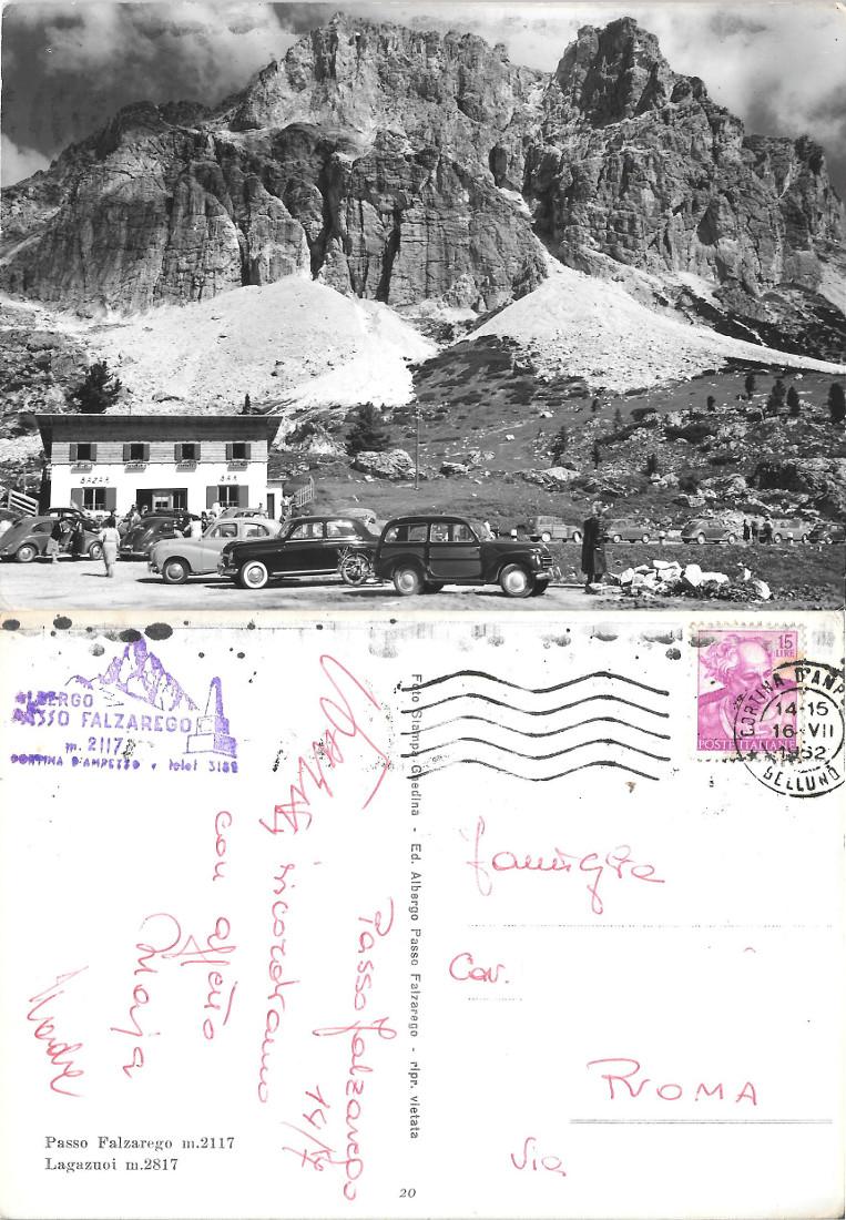 Passo Falzarego. Lagazuoi. Viaggiata 1962