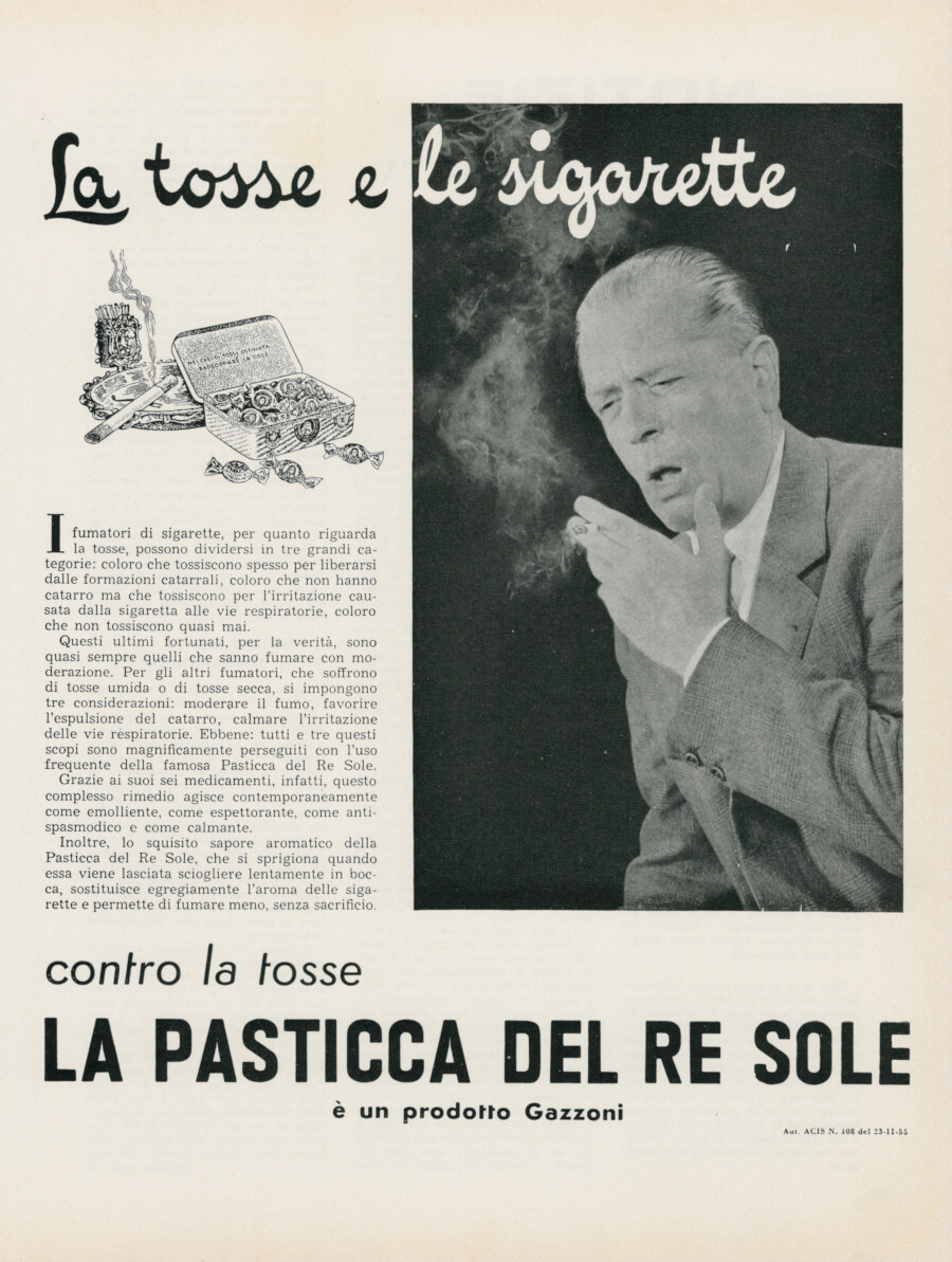 Pasticca del Re Sole Gazzoni. Advertising 1957