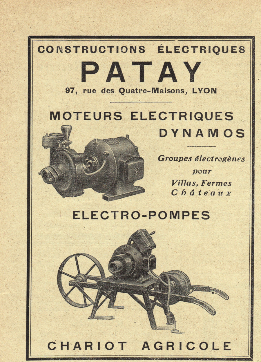 Patay Constructions Electrique. Advertising 1926