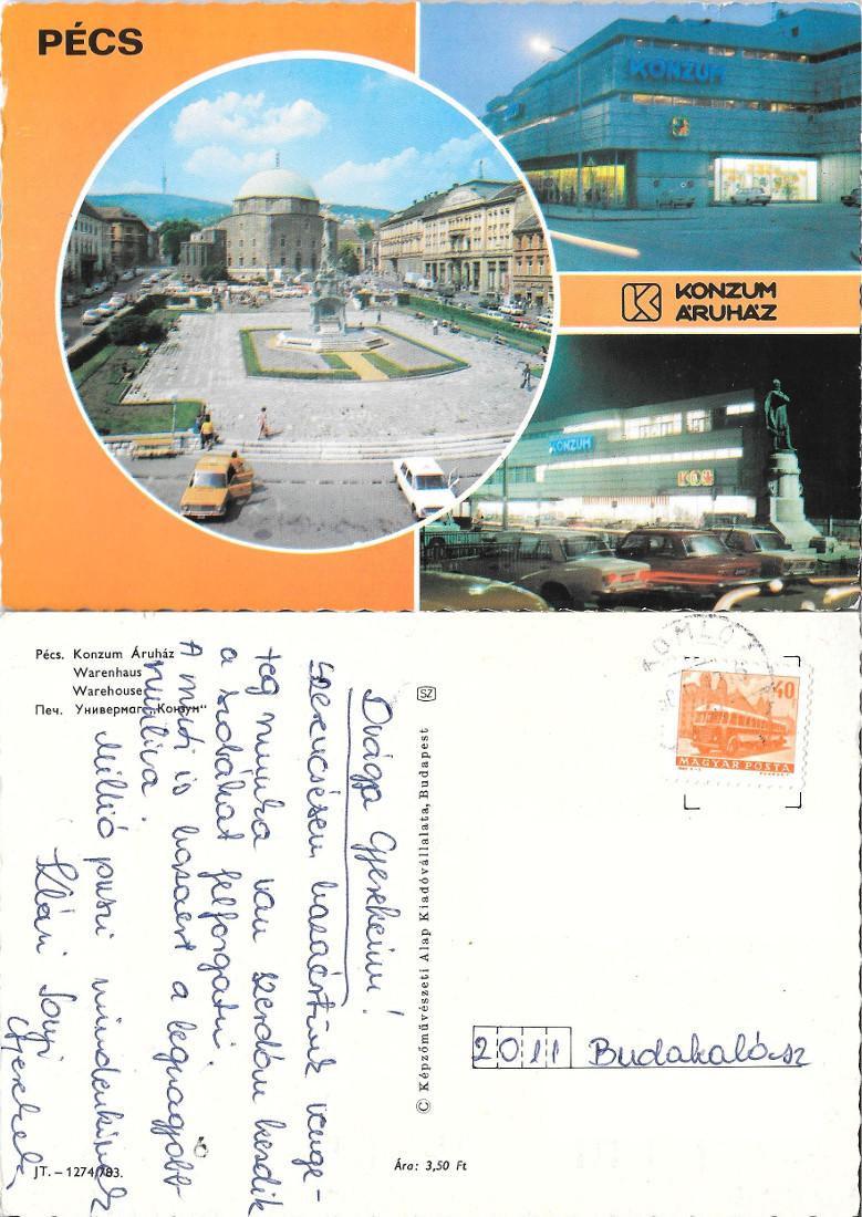 Pécs. Konzum Áruház. Viaggiata
