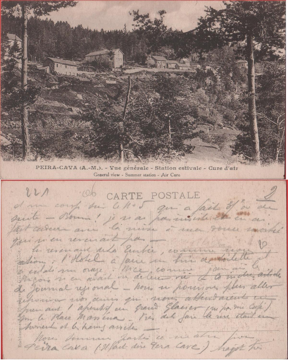 Peira Cava. Vue générale, Station estivale. Cure d'air. Viaggiata in …