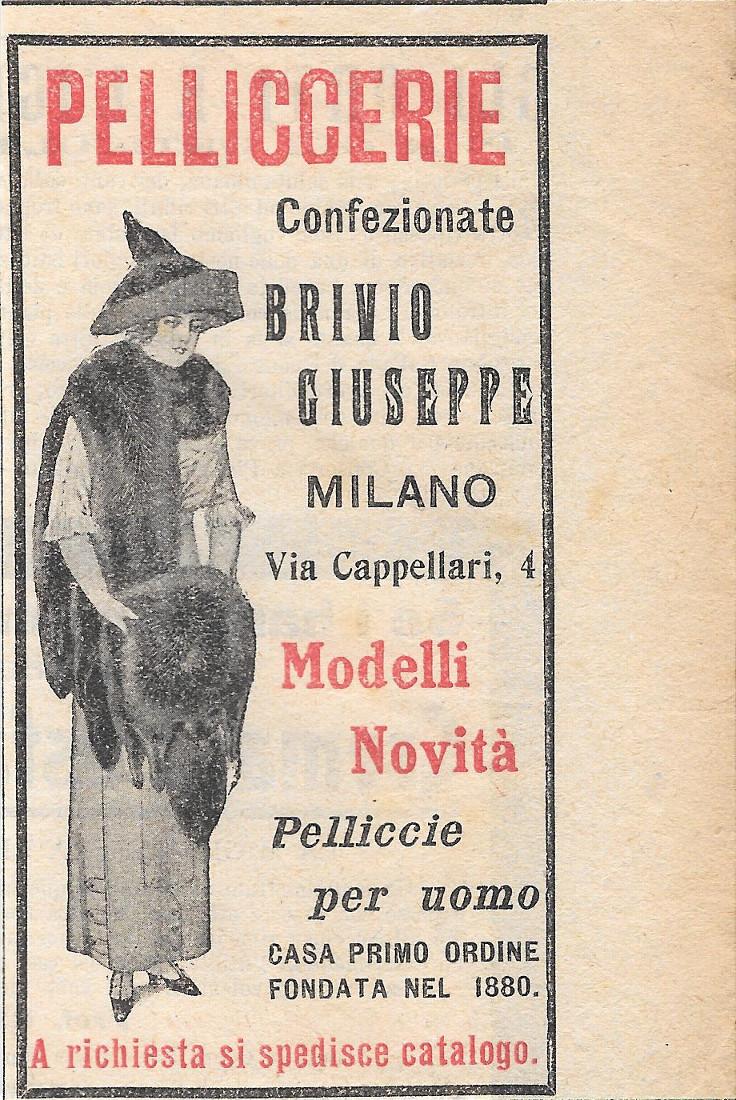 Pelliccerie confezionate Brivio Giuseppe Milano. Advertising 1912