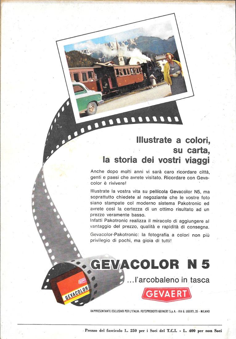 Pellicola Gevacolor N5. Advertising 1962