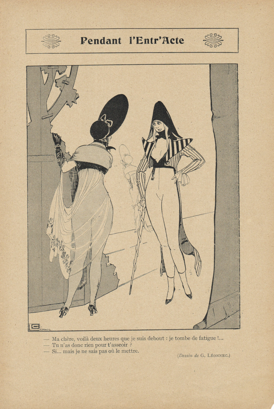 Pendant l'entr'acte. (ill. G. Leonnec). Stampa 1913