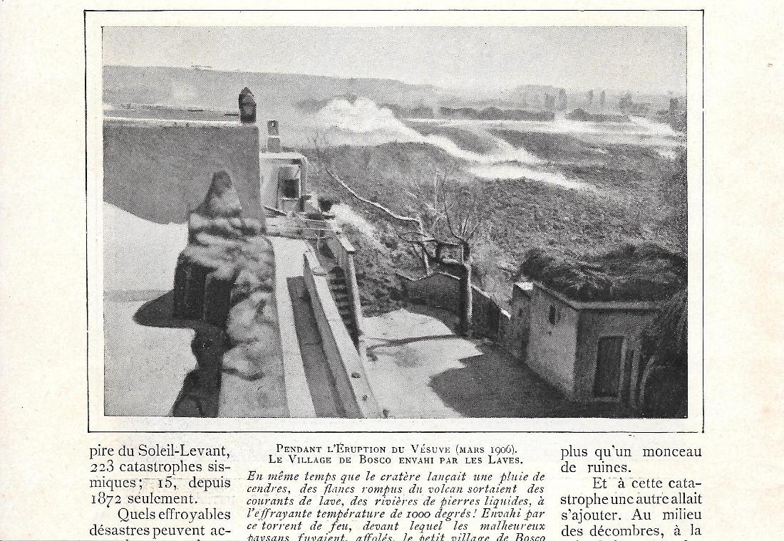 Pendant l'éruption du Vésuve (mars 1906). Le villa de Bosco. …