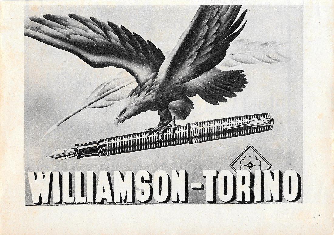 Penne stilografiche Williamson. Torino. Advertising 1940