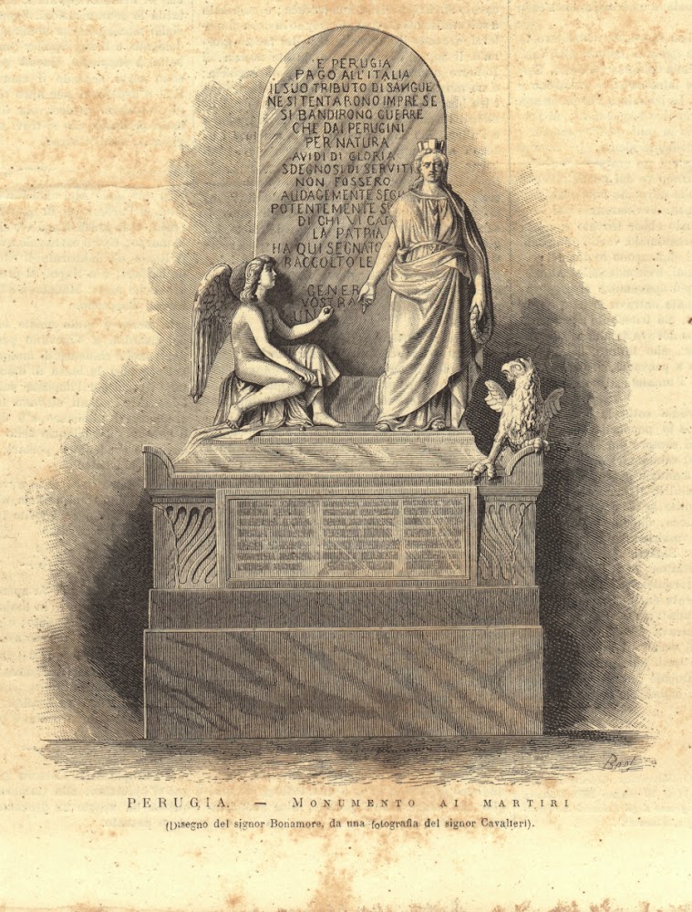 Perugia. Monumento ai martiri. Stampa 1876