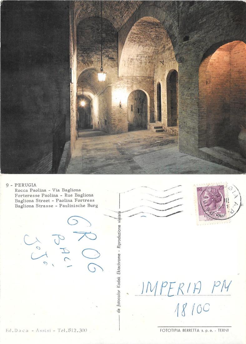 Perugia. Rocca Paolina. Via Bagliona. Viaggiata 1971