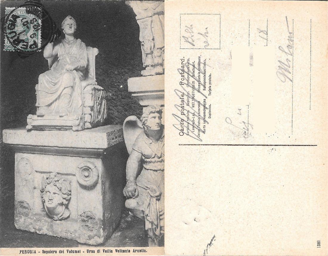 Perugia. Sepolcro dei Volumni. Urna di Vaelia Velimna Arutia. Viaggiata …