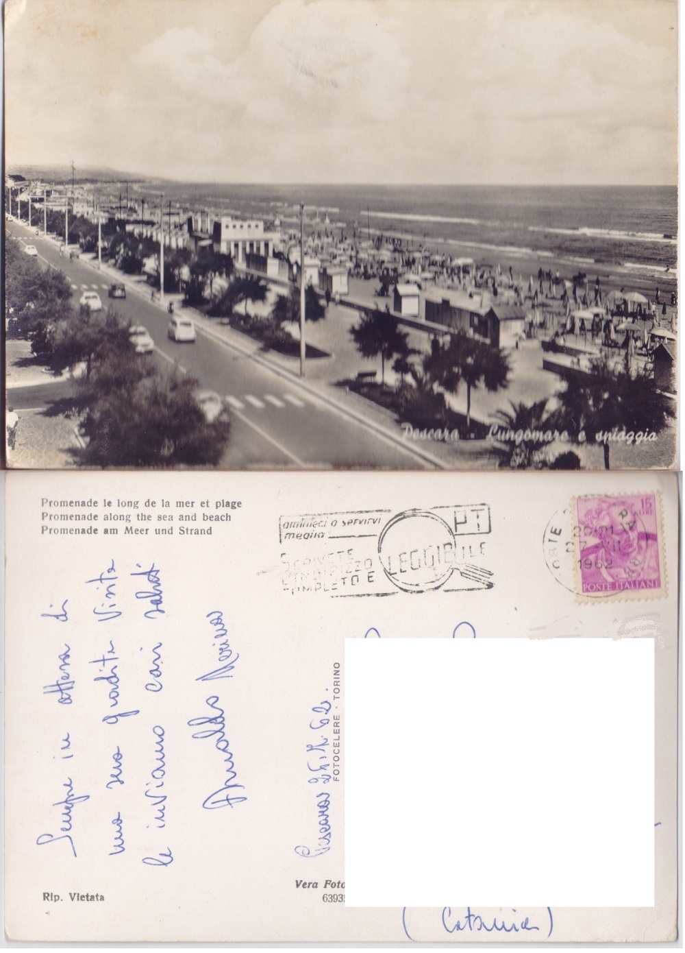 Pescara. Lungomare e spiaggia Viaggiata 1962