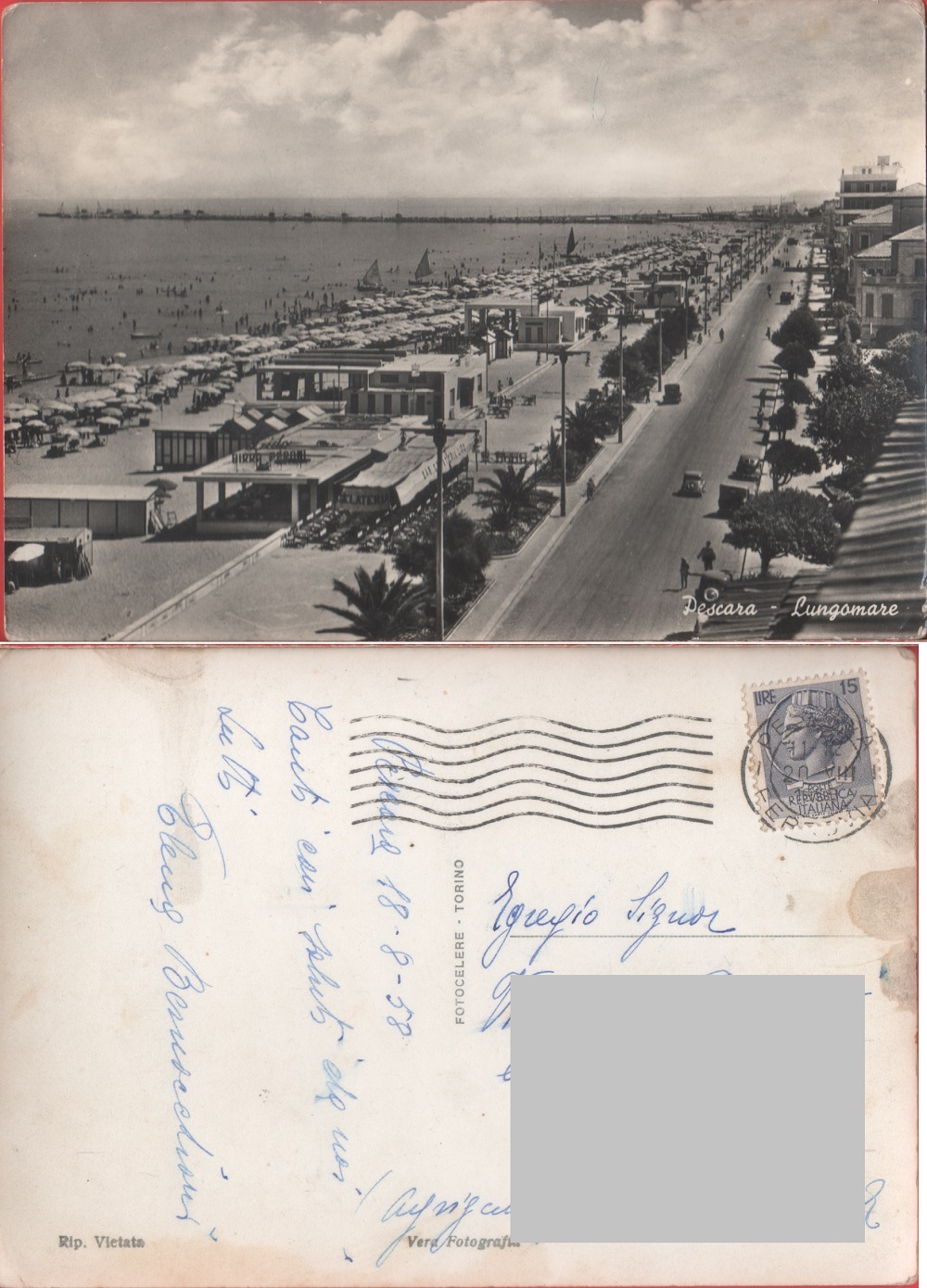 Pescara. Lungomare. Viaggiata 1958