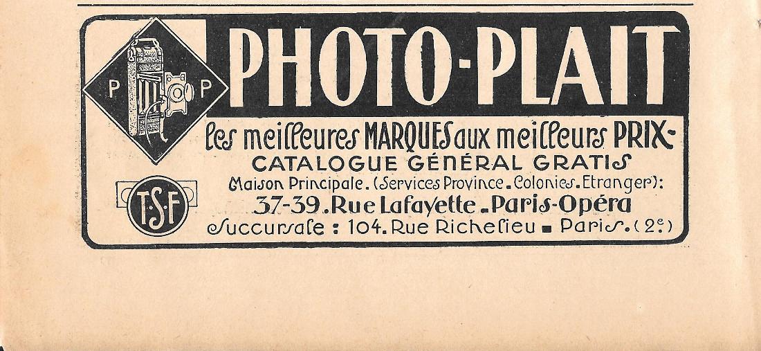 Photo-Plait. Pubblicita 1923