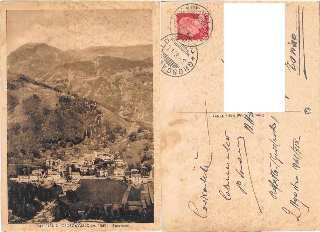 Pialpetta di Groscavallo (TO). Panorama. Viaggiata 1941