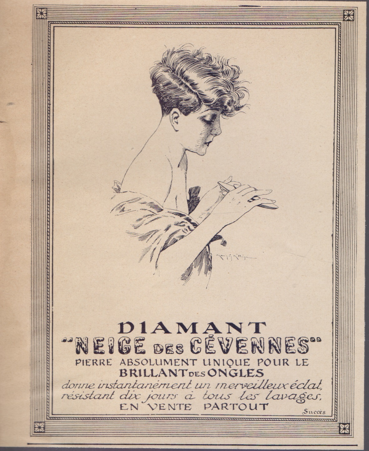 Pierre pour ongles Diamant Neige de Cevennes. Advertising 1926