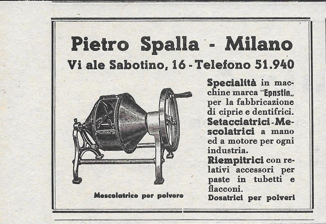 Pietro Spalla. Setacciatrici, mescolatrici, riemepitrici. Stampa 1941