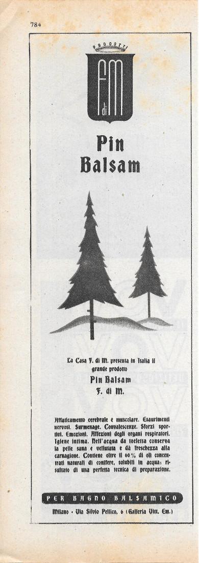 Pin Balsam. FdiM Milano. Advertising 1947