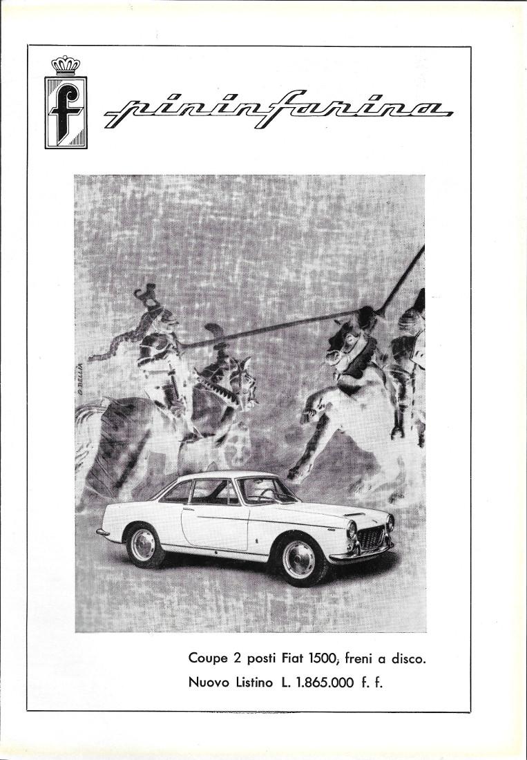 Pininfarina Fiat coupe 1500. Advertising 1961