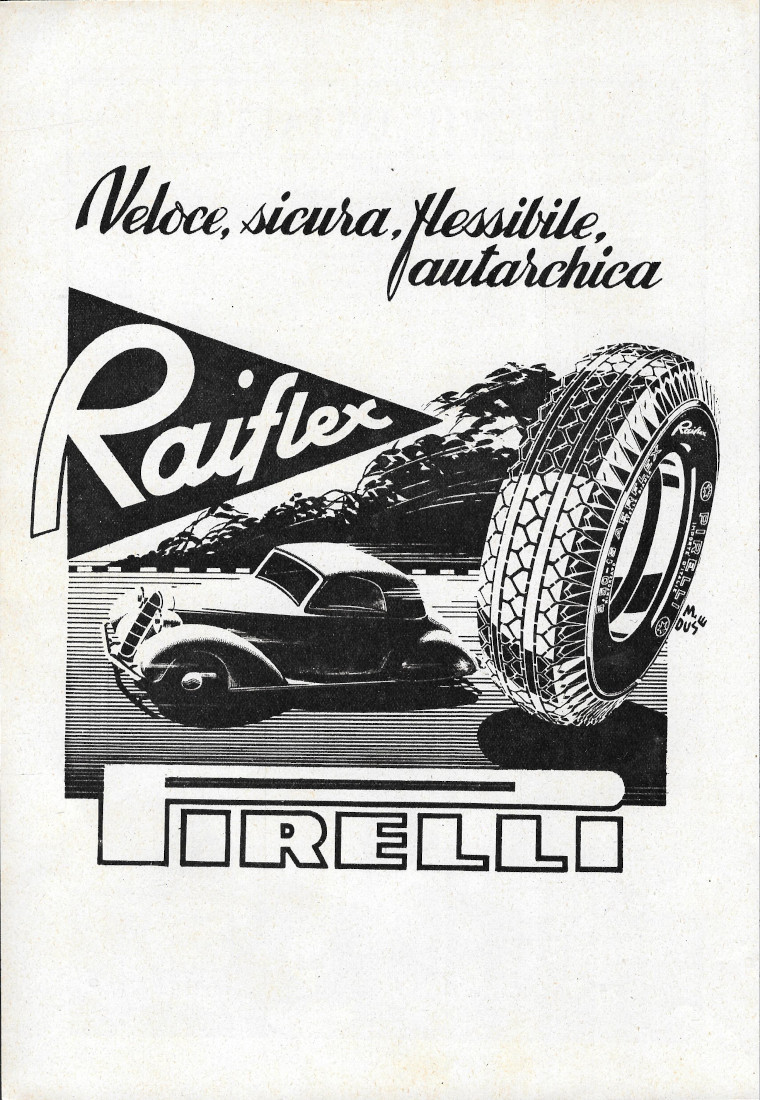 Pirelli Raiflex. Veloce, sicura, flessibile, autarchica - Advertising 1941