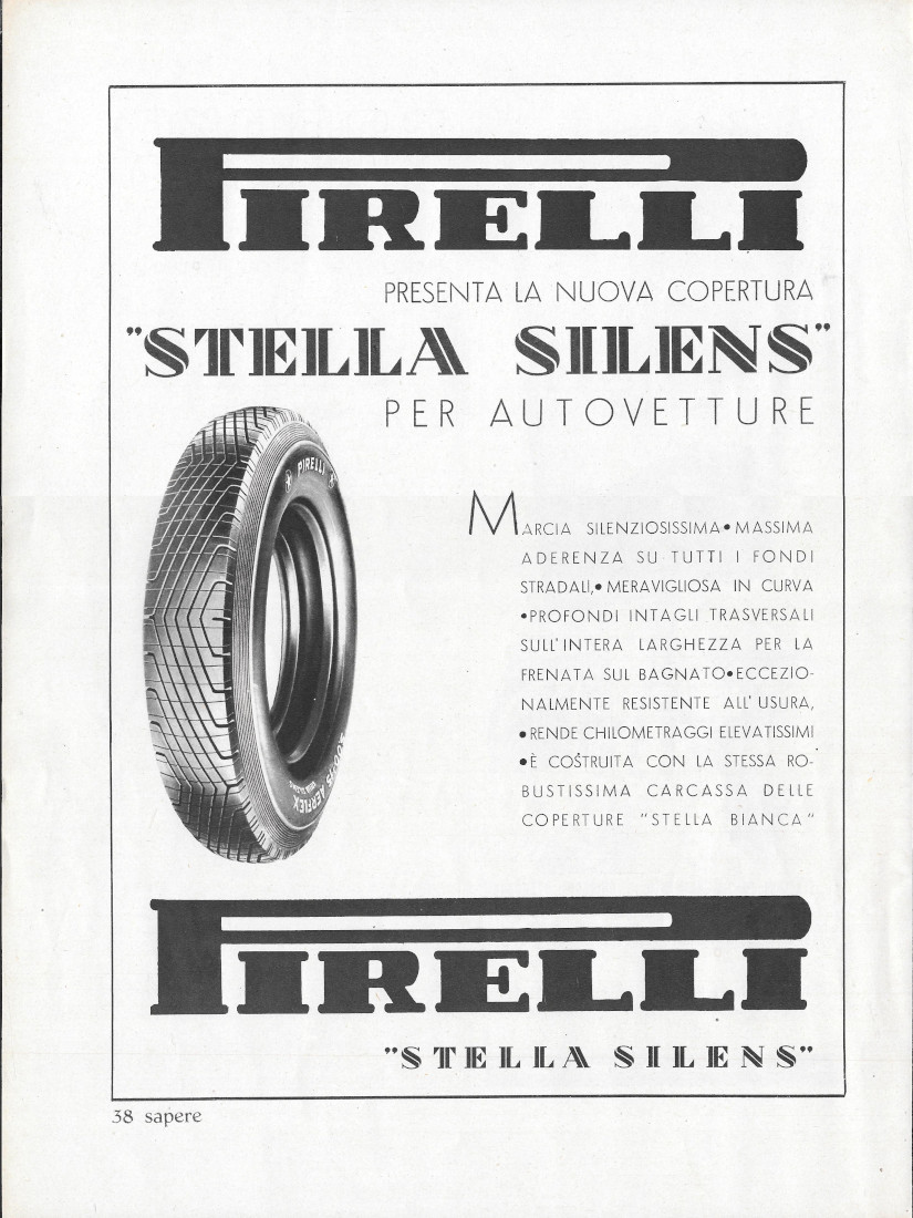 Pirelli Stella Silens - Advertising 1938