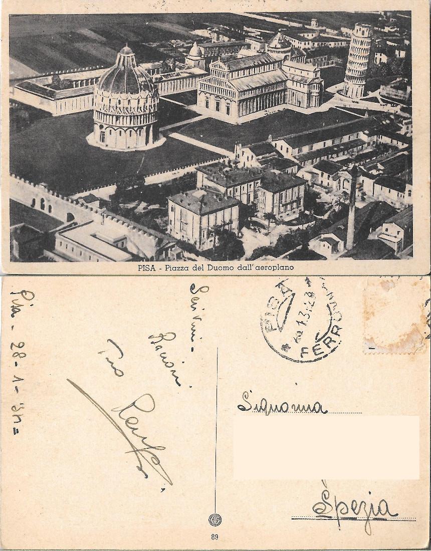 Pisa. Piazza del Duomo dall'aeroplano. Viaggiata 1934
