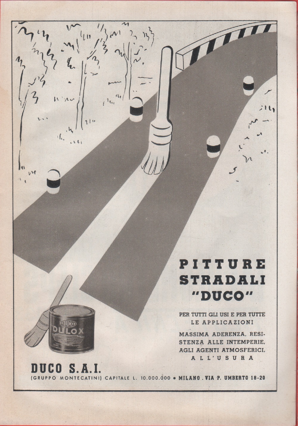 Pitture stradali DUCO. Advertising 1940